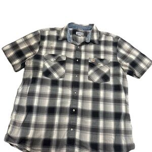 Carhartt Black and Gray Plaid Button Down Shirt